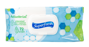 Superfresh Серветка волога Antibacterial з клапаном, 72 шт.