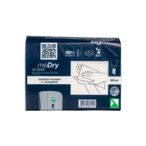 Паперові рушники ЗЕ-типу, «meDry», 200 листів, білий