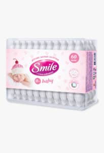 SMILE Палички ватні дитячі, в квадратнiй коробці з обмежувачем, 60шт.