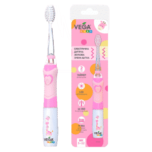 Електрична дитяча звукова зубна щітка Vega Kids VK-400P LIGHT-UP (рожева)