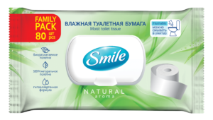 Smile вологий туалетний папір для дорослих “Family” з клапаном, 80шт.