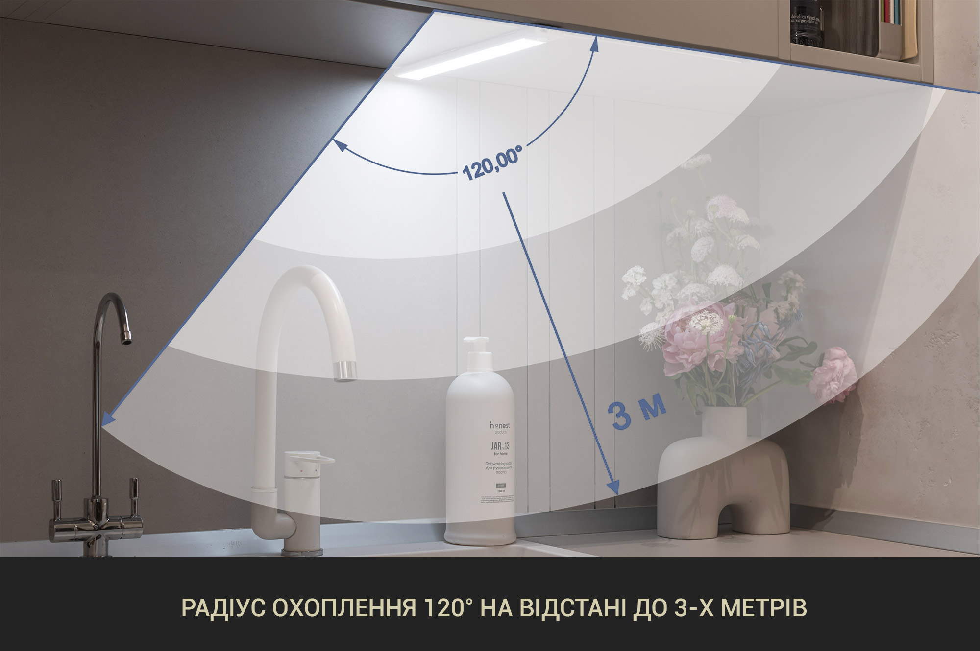 Світлодіодна лампа LED з акумулятором та датчиком руху, 32см