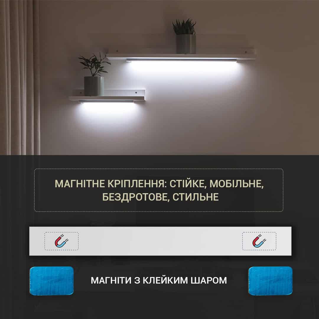 Світлодіодна лампа LED з акумулятором та датчиком руху, 32см