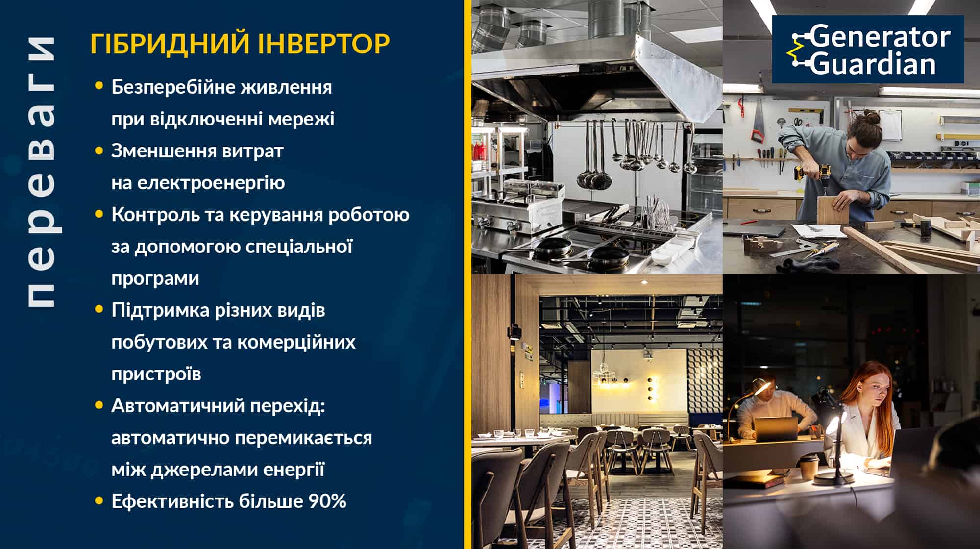 Гібридний інвертор Generator Guardian 12kW/12000Вт, 48V/48В, чиста синусоїда, безперебійник / UPS / ДБЖ, (SEI-12K-SP)