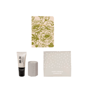 Подарунковий набір для догляду за шкірою рук та блокнот (оливковий)