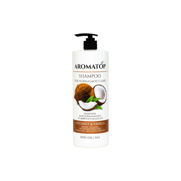 Aromatop Шампунь для нормальных и жирных волос Кокос-Ваниль, 1л