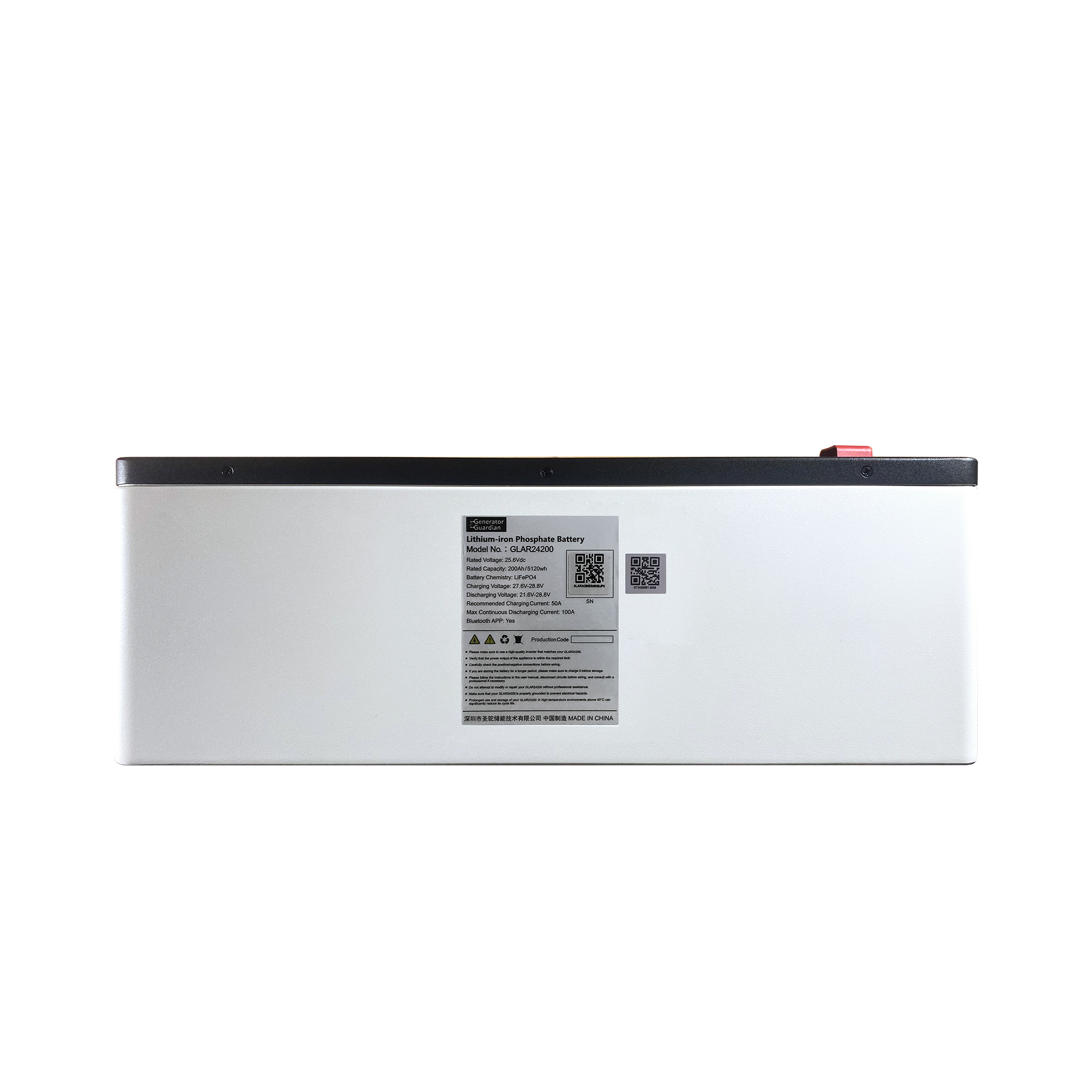 LiFePo4 акумулятор 25.6 В 200А*год (5120 Вт*год) для UPS / ДБЖ, батарея LiFePo4 Generator Guardian 25.6 V 200Ah металевий кейс